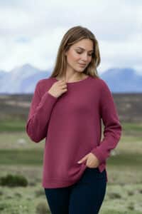 100% Pure Baby Alpaca Pullover Sweater in a gorgeous dark rose quartz color.