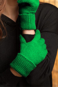 Women's Pure Baby Alpaca Gloves In Emerald Green