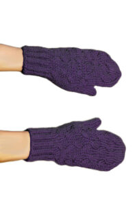 Pure Baby Alpaca Cable Mittens in Plum