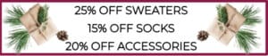 Sale 25% Off Alpaca Sweaters, 15% Off Alpaca Socks, 20% Off Alpaca Accessories