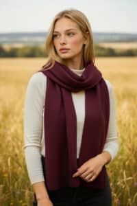100% Pure Baby Alpaca Knit Scarf in Merlot