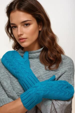 100% Pure Baby Alpaca Chunky Cabled Mittens (Multiple Colors Available)