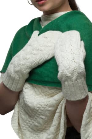 100% Pure Baby Alpaca Mittens In Cream