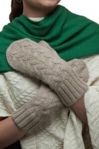 100% Pure Baby Alpaca Mittens In Rose Grey