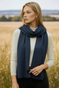 100% Pure Baby Alpaca Knit Scarf in Azure Blue