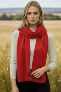 100% Pure Baby Alpaca Knit Scarf in Scarlet Red