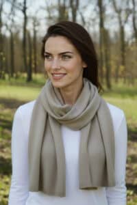 100% PURE BABY ALPACA KNIT SCARF FOR WOMEN IN ROSE GREY