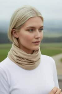 100% PURE BABY ALPACA NECK GAITER IN BEIGE
