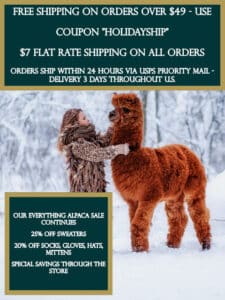 Alpaca Clothing Sale 25% Off Sweaters, 20% Off Socks, Hats, Gloves, Mittens