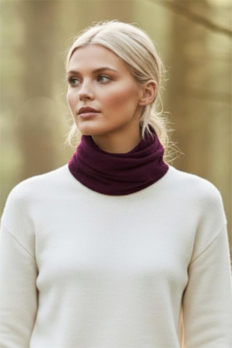 100% PURE BABY ALPACA NECK GAITER IN MERLOT