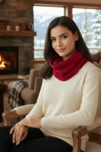 100% PURE BABY ALPACA NECK GAITER IN SCARLET RED