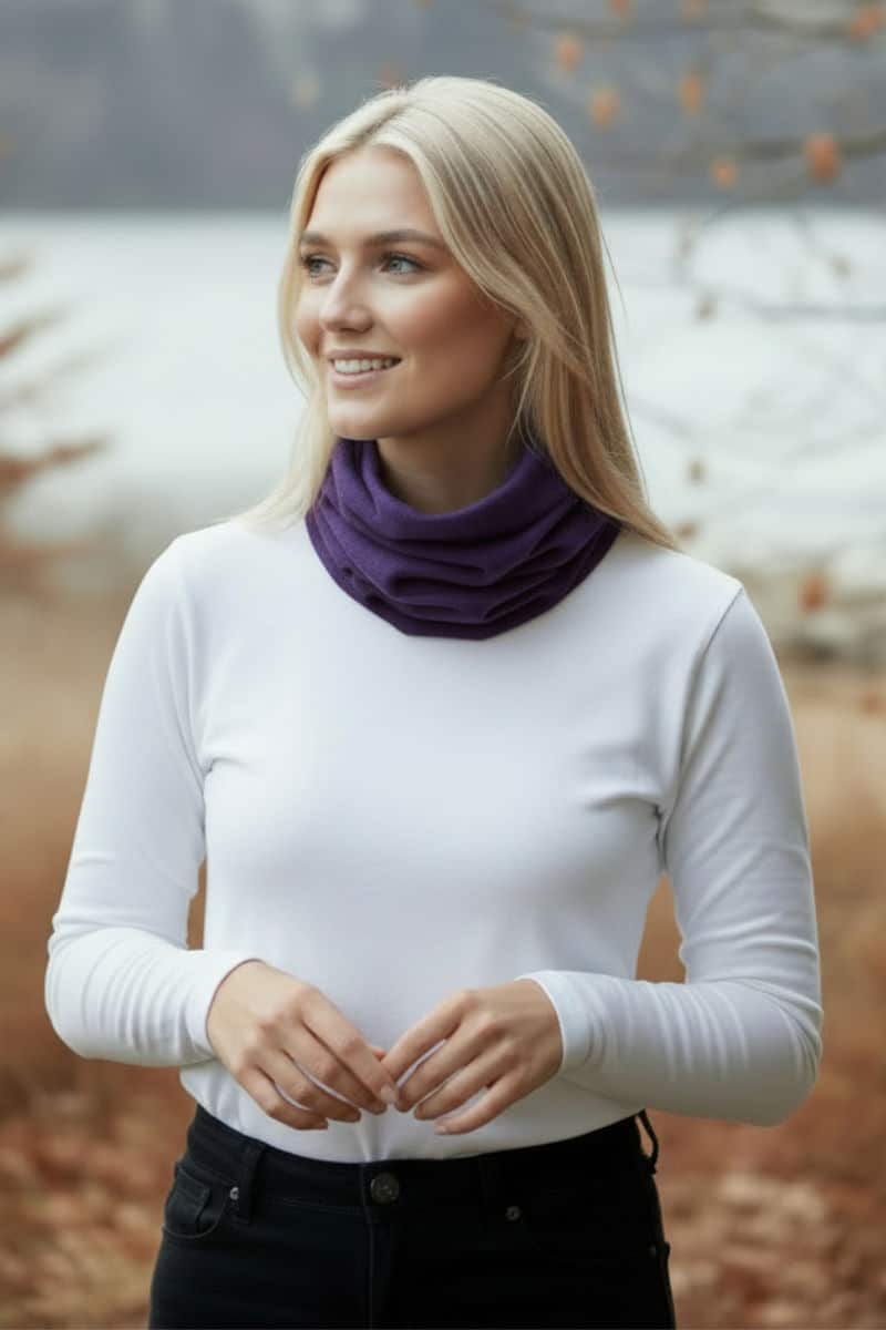 100% PURE BABY ALPACA NECK GAITER IN PLUM