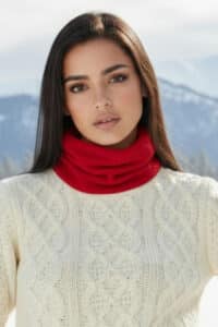 100% PURE BABY ALPACA NECK GAITER IN SCARLET RED