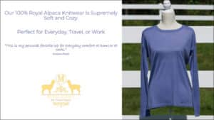Mt. Caesar Alpacas 100% Royal Alpaca Knitwear Is Supremely Soft and Comfortable