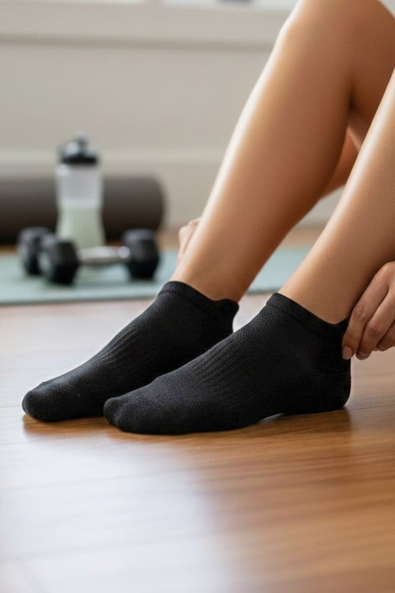 Baby alpaca ankle sport socks for men and women in cream and black