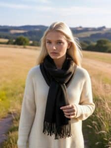 100% Pure Handwoven Scarf in Black