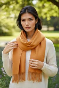 100% Pure Handwoven Scarf in Tangerine