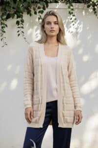 Our City Cardigan is made from 100% pure baby alpaca with a clean modern design and perfect weight for three season wear and for cooler evenings out on the town.