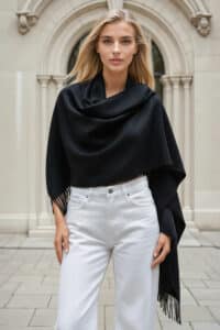 Our Shawl is exquisitely hand-woven and made of 100% pure baby alpaca. The ultimate luxury.
