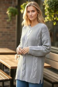 Aspen Pullover – Baby Alpaca Cable Knit Sweater in Mixed Stitches. 100% Baby Alpaca.
