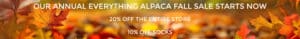 Save 20% on alpaca sweaters, alpaca socks and accessories