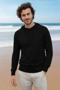 100% Royal Alpaca Men's Hoodie in Black