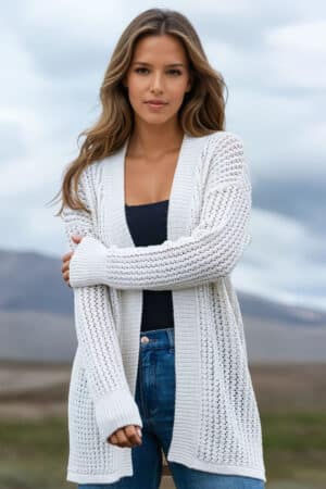 All-Natural Pure Alpaca Open Stitch Cardigan