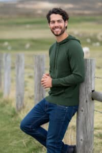 100% Royal Alpaca Men's Hoodie in Deep Forest
