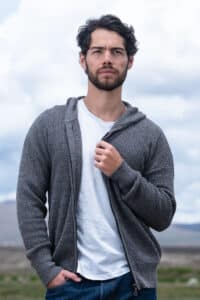 Mt. Caesar Alpacas Men's Baby Alpaca Waffle Knit Zippered Hoodie is knit of 100% pure baby alpaca.