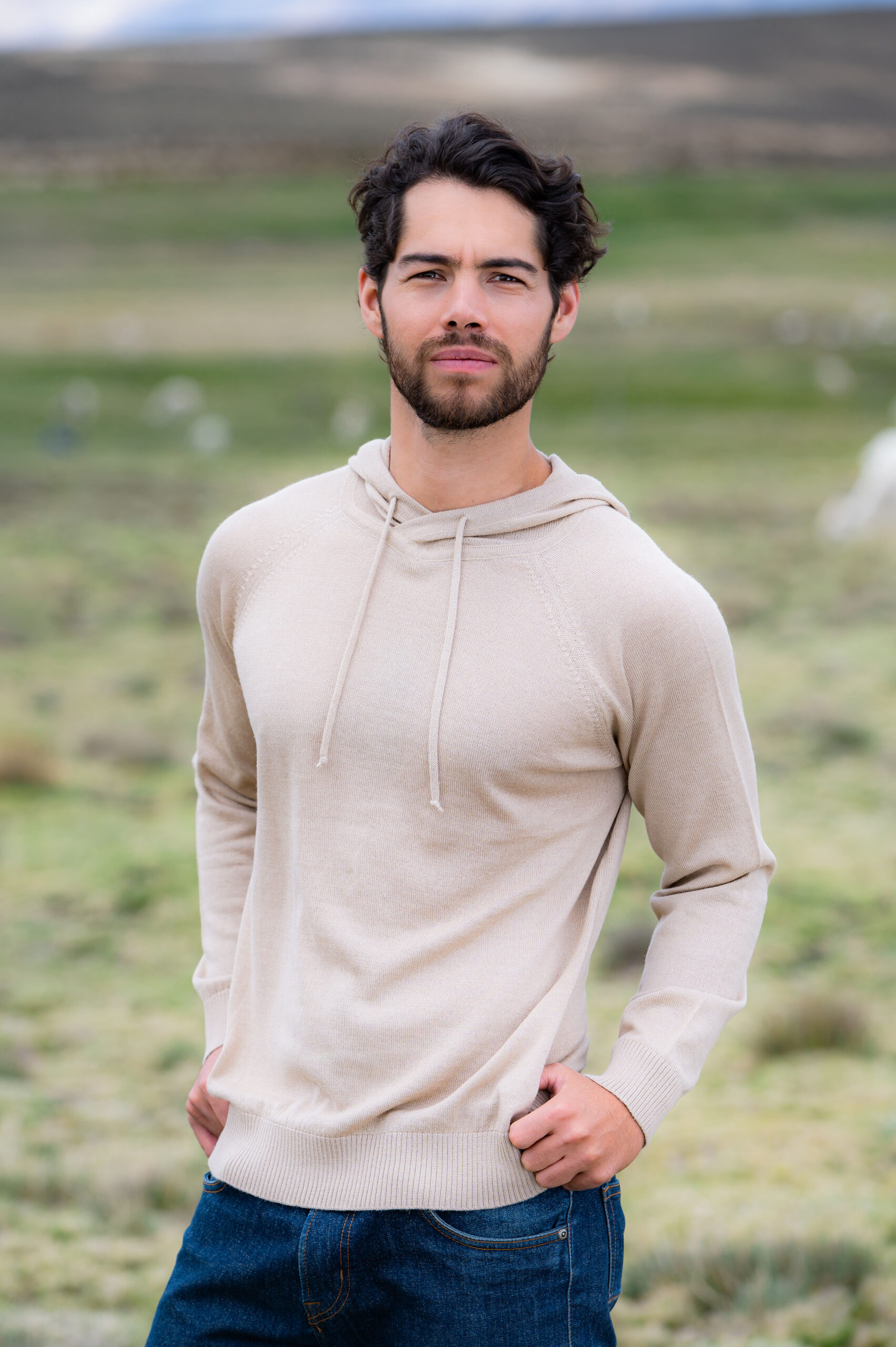 Men's 100% Baby Alpaca Hooded Pullover