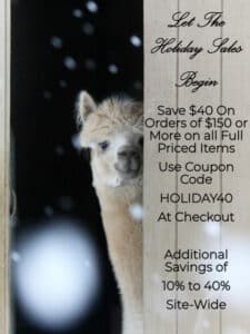 Mt. Caesar Alpacas Holiday Sales 10% to 40% Off Site Wide