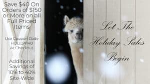 Mt. Caesar Alpacas Holiday Sales 10% to 40% Off Site Wide