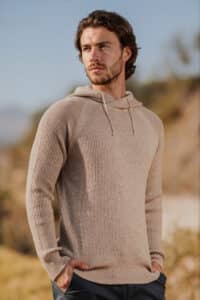 Men's 100% Pure Alpaca Waffle Stitched Hoodie