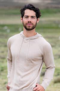 Men's Hoodie made of 100% all natural, undyed baby alpaca fiber by Mt. Caesar Alpacas