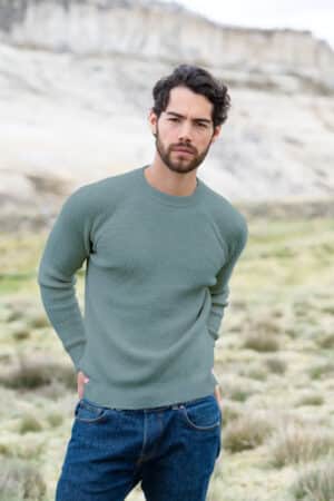 Men's Alpaca Waffle Stitch Crew Sweater
