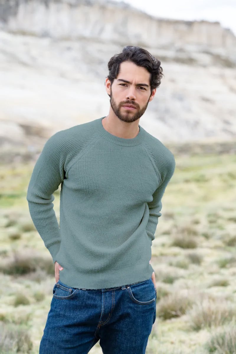 Men's Alpaca Waffle Stitch Crew Sweater