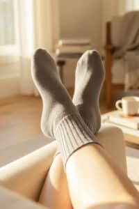 100% Baby Alpaca Pure Light Rose Grey Socks for Men and Women