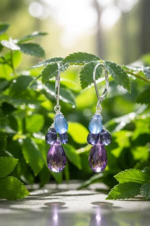 Amethyst, Iolite & Tanzanite Earrings