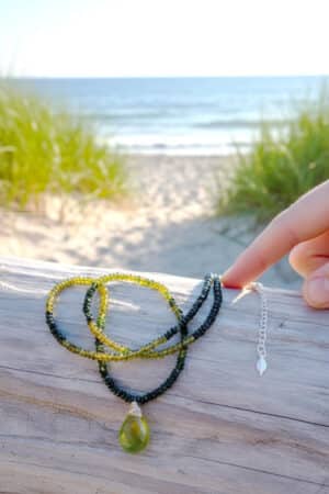 GROSSULAR GARNET GREEN TOURMALINE NECKLACE