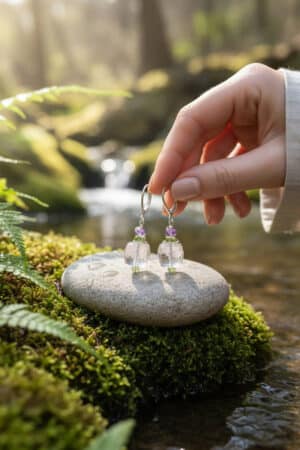 ROSE QUARTZ PERIDOT RUBY EARRINGS