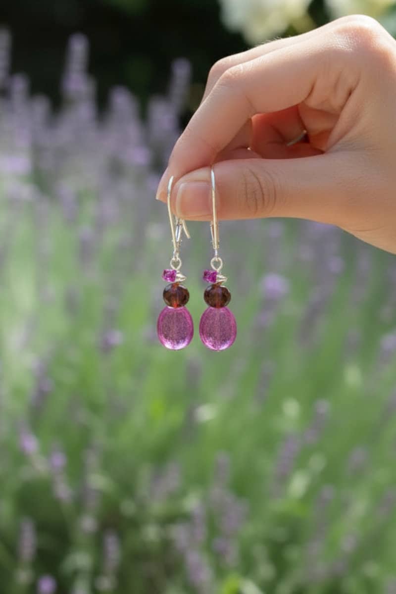 Ruby and Garnet Briolette Drop Earrings