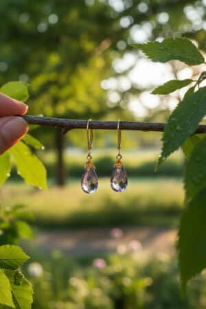 Amethyst & Hessonite Earrings — Soft Violet Light in a Warm Golden Glow