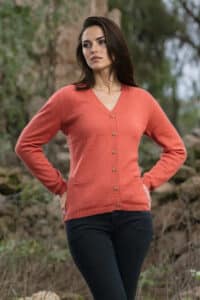 100% Pure Baby Alpaca Essential Cardigan in Tandoori Spice