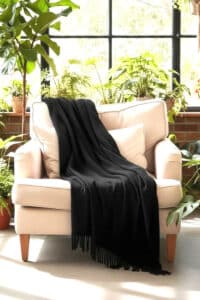 100% Pure Baby Alpaca Sofa Throw in Black