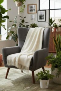 100% Pure Baby Alpaca Sofa Throw in Cream
