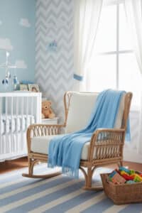 100% Pure Baby Alpaca Sofa Throw in Light Blue
