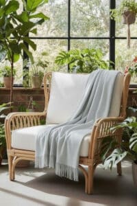 100% Pure Baby Alpaca Sofa Throw in Silver