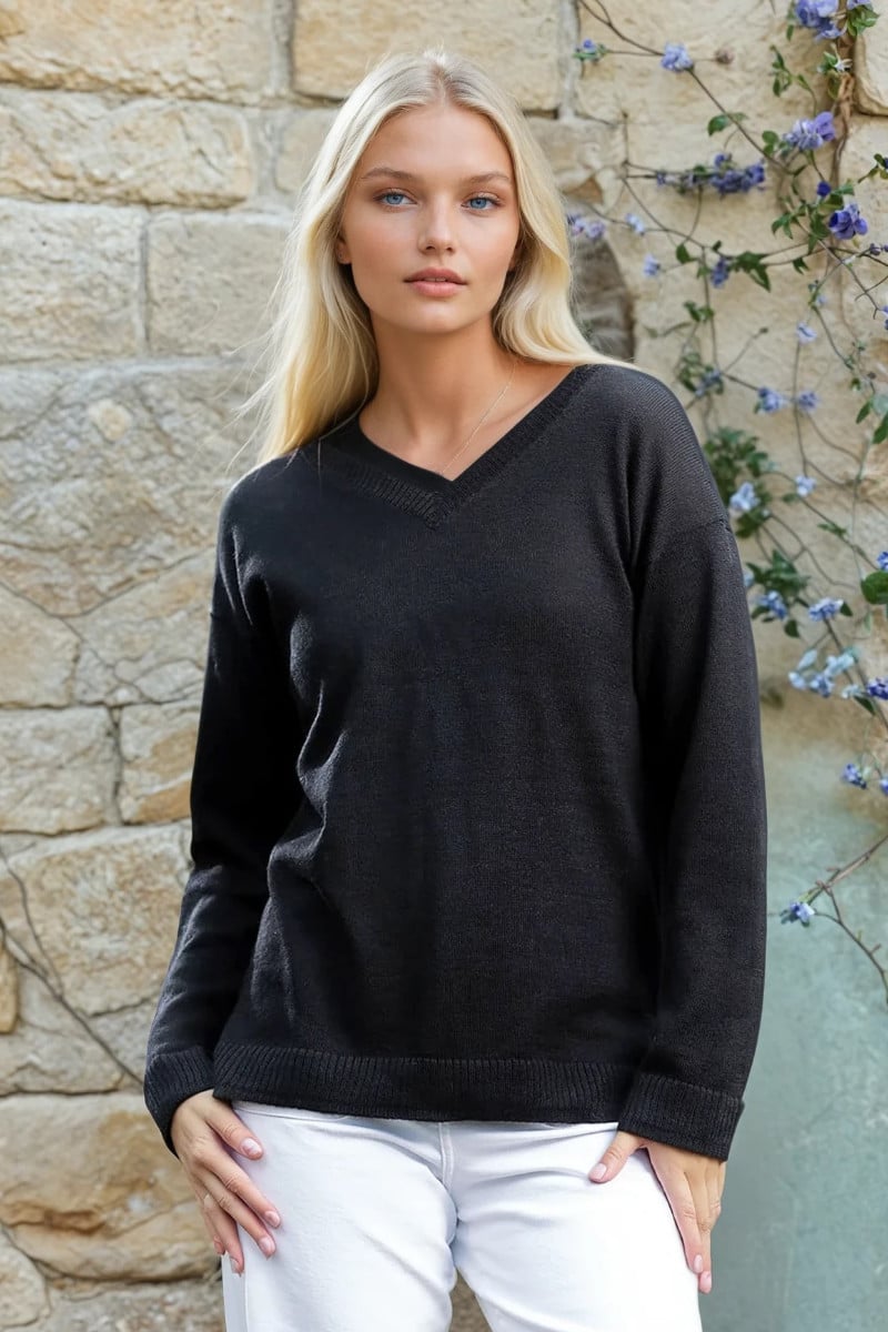 100% Pure Baby Alpaca Women's Hi-Lo VNeck