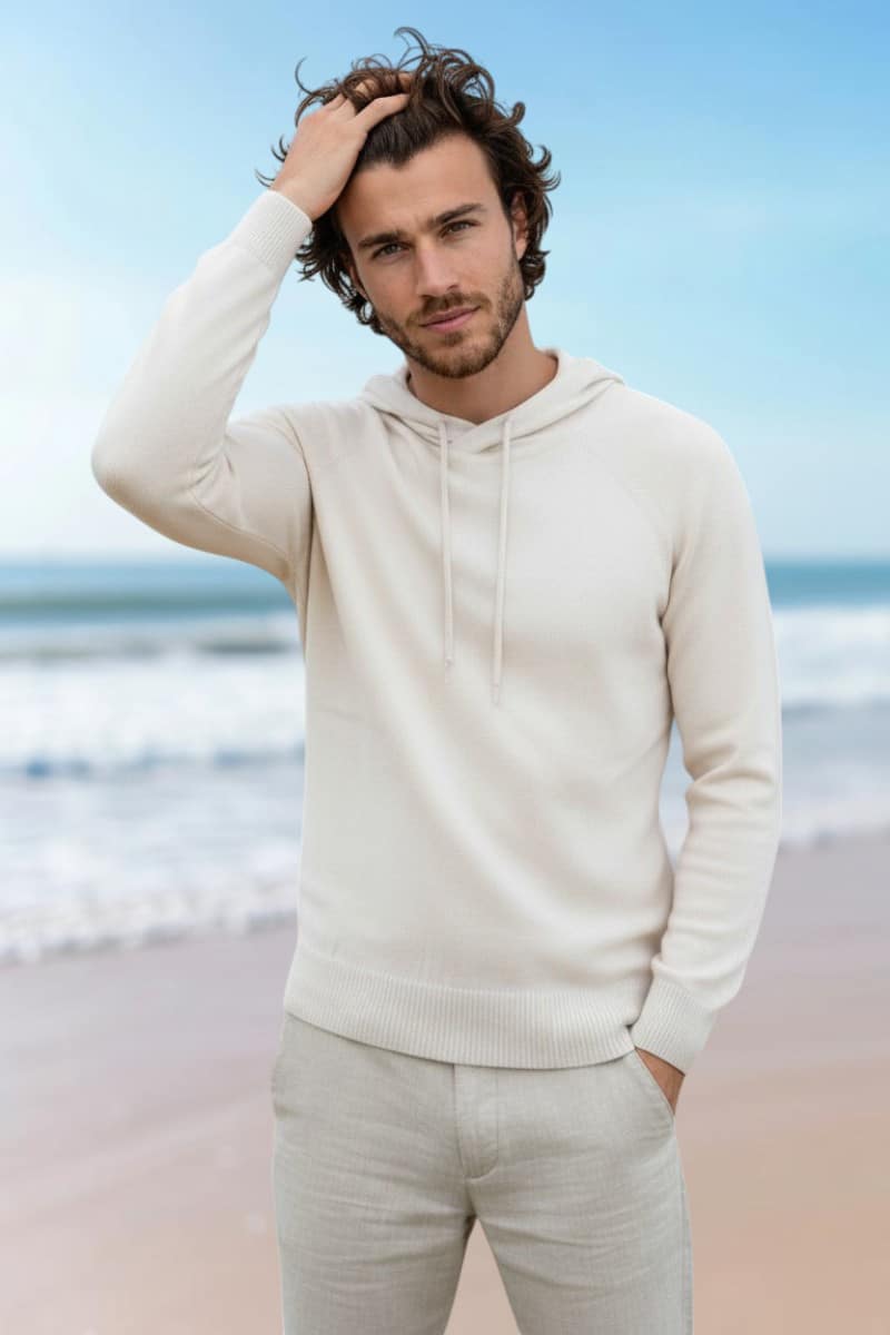 Men's Royal Alpaca Hoodie in Natural Cream