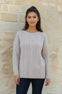 100% Baby Alpaca Cable & Wheat Stitch Sweater